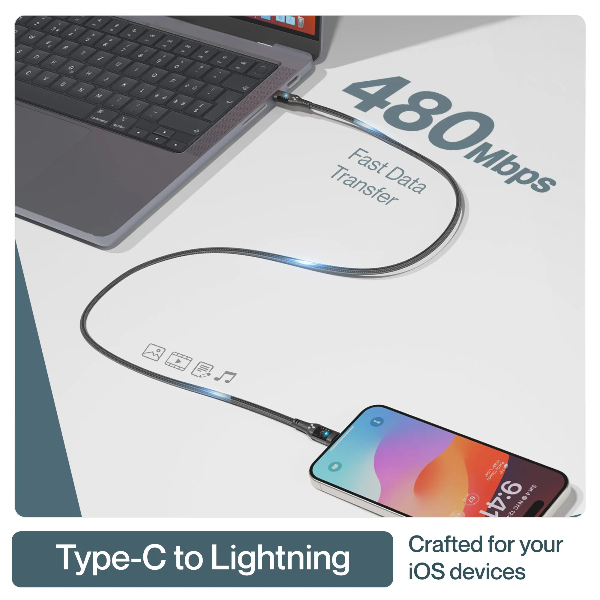 Type C to Lightning Cable with LED Indicator - Image 3