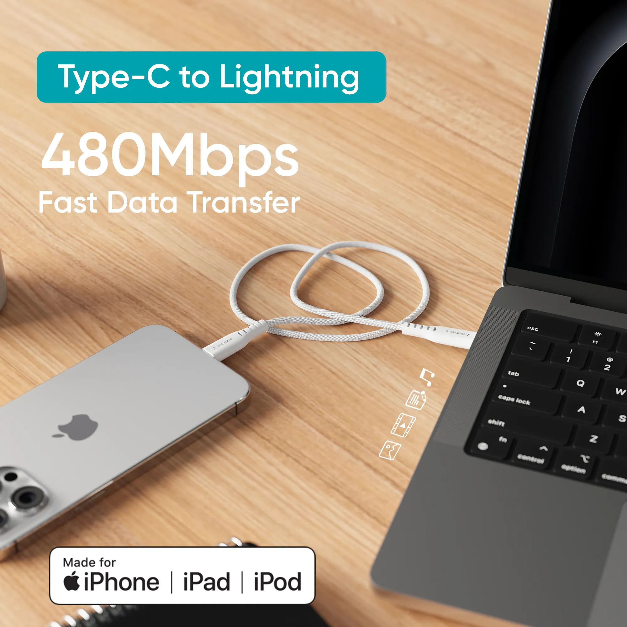 MFI Certified Type C to Lightning Cable - Image 3
